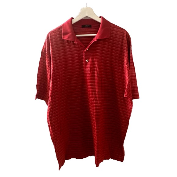 Burberry London Men's Red Striped LODI SCOZIA Short Sleeve Polo Shirt Size XL - Picture 1 of 11